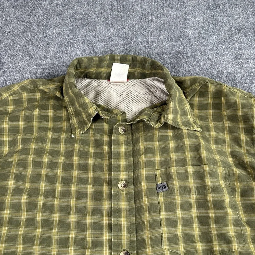 The North Face Shirt Men M Olive Plaid Button‎ Hiking Grunge Workwear Distressed